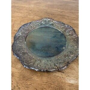 Sheridan Silversmith Taunton Plate Engraved Embossed Platter Trinket Tray Silver